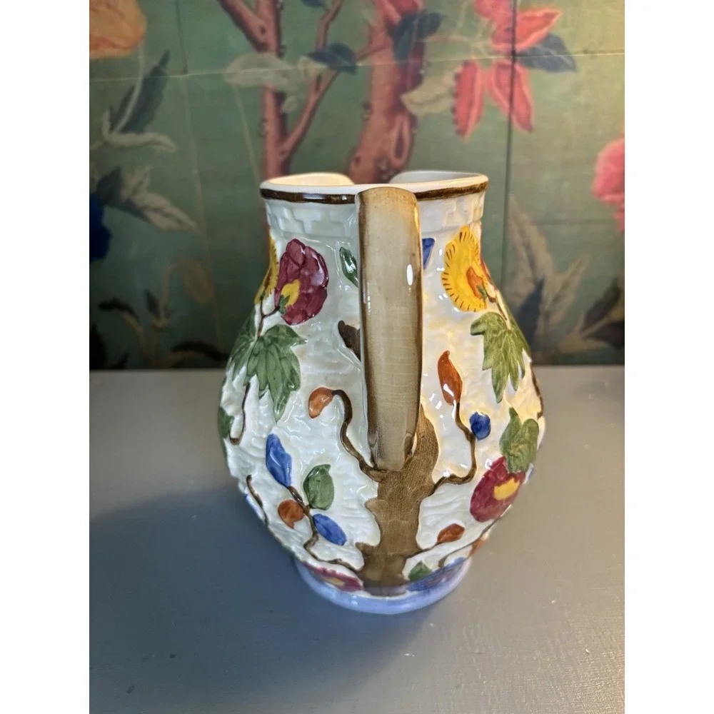 Vintage H.J. Wood Ltd England Indian Tree Pitcher Cottagecore Grandmillennial 8
